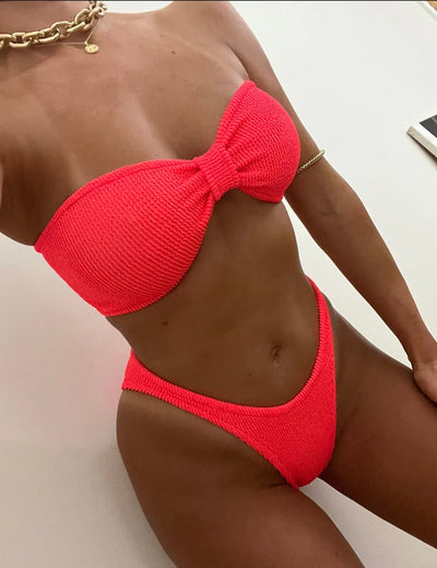 Sweetie Bandeau Bikini - Neon Coral
